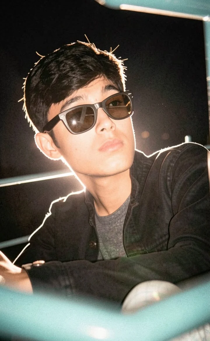 Chandan Parida in sunglasses, rim-lit at night